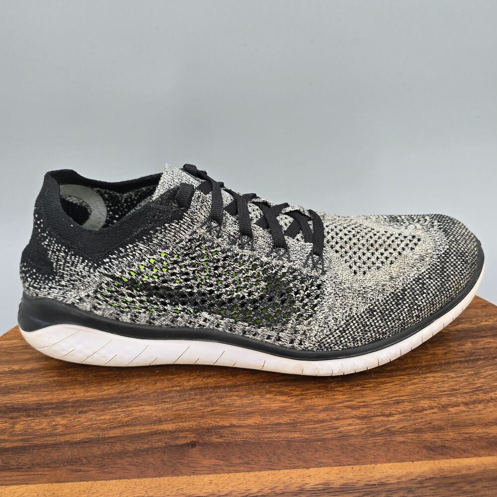 Nike Free RN Flyknit Shoes Womens 10.5 Oreo Gray Black Athletic Running Sneakers